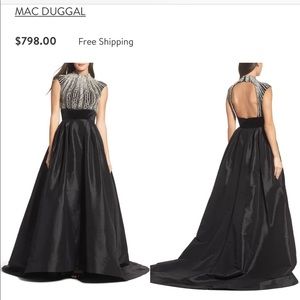 Mac duggal crystal and satin ballgown